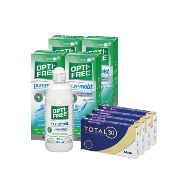 4 scatole TOTAL30 Multifocal + 4 OPTI-FREE PureMoist