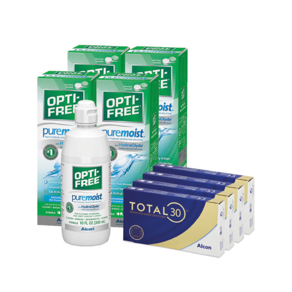 4 scatole TOTAL30 + 4 OPTI-FREE PureMoist