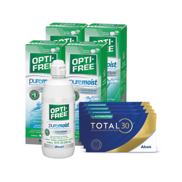 4 scatole TOTAL30 per astigmatismo + 4 OPTI-FREE PureMoist